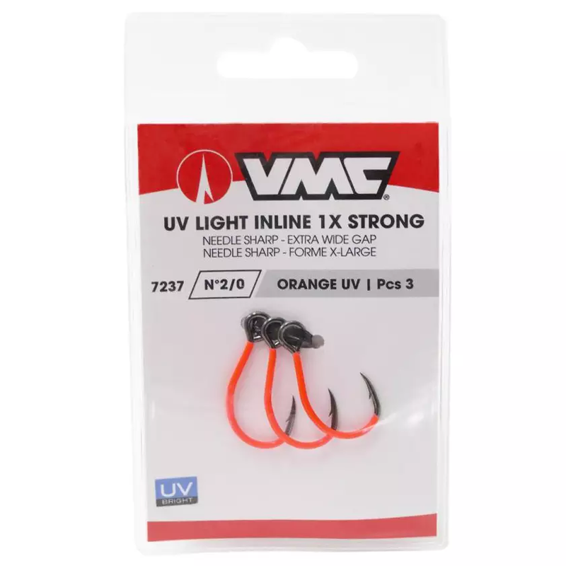 Üheharuline konks VMC 7237 UV Orange Light Inline Single